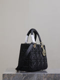 Lady handbag Black Embossed Quilted Pattern