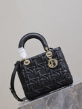 Lady handbag Black Embossed Quilted Pattern