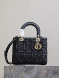 Lady handbag Black Embossed Quilted Pattern