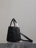 Lady handbag Black Embossed Quilted Pattern