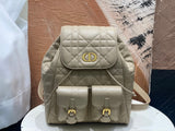 Medium Caro Backpack Desert Taupe Macrocannage Lambskin