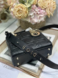 Lady Handbag Black Embossed Diamond Pattern 0538
