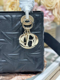 Lady Handbag Black Embossed Diamond Pattern 0538