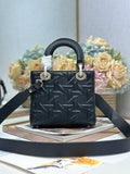 Lady Handbag Black Embossed Diamond Pattern 0538