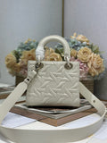 Lady Handbag White Embossed Diamond Pattern