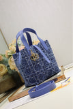 Small-sized Toujours Vertical Handbag Blue Tweed