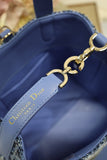 Small-sized Toujours Vertical Handbag Blue Tweed