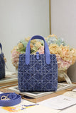 Small-sized Toujours Vertical Handbag Blue Tweed