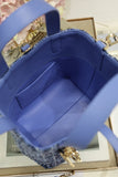 Small-sized Toujours Vertical Handbag Blue Tweed