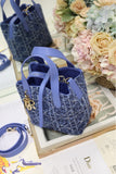 Small-sized Toujours Vertical Handbag Blue Tweed