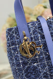 Small-sized Toujours Vertical Handbag Blue Tweed