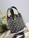 Small-sized Toujours Vertical Handbag Blue D Fabric