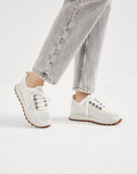 Sparkling cotton knit runners with shiny eyelets white