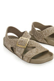 Ease Buckle sandal in brushed suede Khaki Green