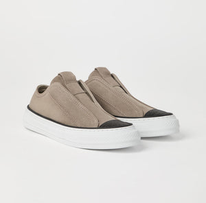 Suede slip-on sneakers with precious toe