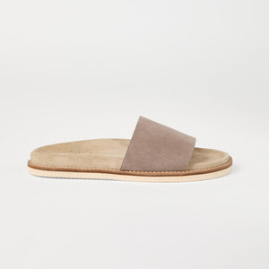 Washed suede slides brown