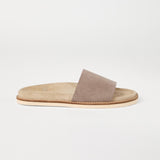 Washed suede slides brown