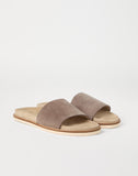 Washed suede slides brown