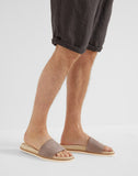 Washed suede slides brown