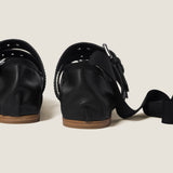 Nappa and calf leather ballerinas
