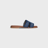 CELINE BLUE MARINA FRINGED MULE IN DENIM