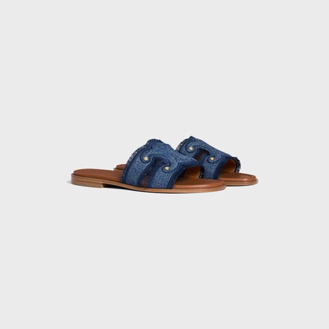 BLUE MARINA FRINGED MULE IN DENIM