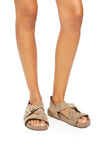 Ease Buckle sandal in brushed suede Khaki Green