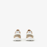 Check and Leather Sneakers