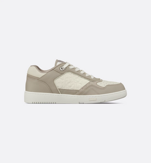   Beige and White Grained Calfskin B27 Uptown Low-Top Sneaker