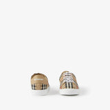 Male Female Check and Leather Sneakers Archive beige
