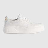 GG Women's sneaker White embossed leather with smooth leather details