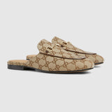 Male Women's Princetown slipper Beige and ebony Orignal GG canvas