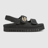 GG Women's sandal with Double G black GG canvas