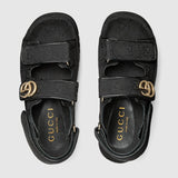Women's sandal with Double G black GG canvas