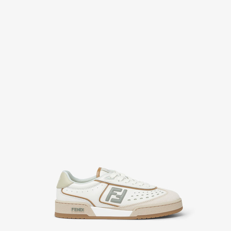 Fendi Male Female Match White and brown leather and suede low tops