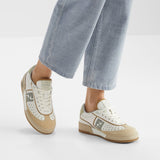 Male Female Match White and brown leather and suede low tops