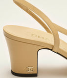 Slingbacks Goatskin & Grosgrain Beige & Black