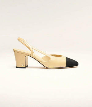 CHAENL Slingbacks Goatskin & Grosgrain Beige & Black