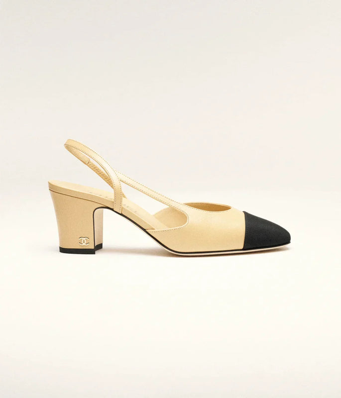 CHAENL Slingbacks Goatskin & Grosgrain Beige & Black