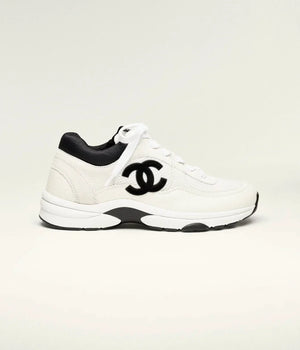CHAENL Sneakers Mesh Suede Calfskin & Grained Calfskin White & Black