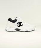 Sneakers Mesh Suede Calfskin & Grained Calfskin White & Black