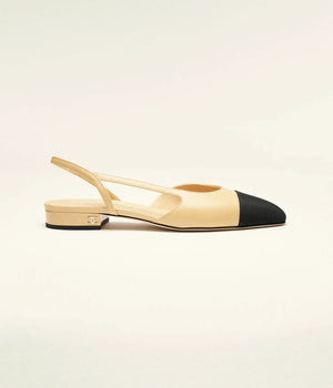 CHAENL Slingbacks Goatskin & Grosgrain  Beige & Black