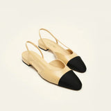 Slingbacks Goatskin & Grosgrain  Beige & Black