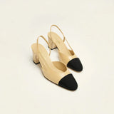 Slingbacks Goatskin & Grosgrain Beige & Black