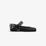 BIKER BALLET FLATS IN CALFSKIN