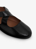 CRISS CROSS BALLET FLATS IN PATENT CALFSKIN BLACK