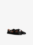CRISS CROSS BALLET FLATS IN PATENT CALFSKIN BLACK