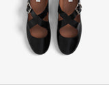 CRISS CROSS BALLET FLATS IN PATENT CALFSKIN BLACK