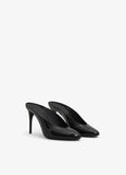 DECOLLETE MULES IN PATENT CALFSKIN BLACK