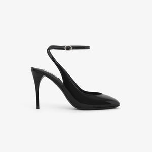 DECOLLETE SLINGBACKS IN PATENT CALFSKIN BLACK